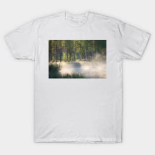 Small forest pond at sunrise T-Shirt